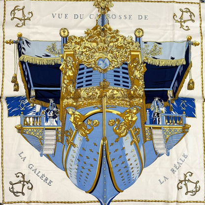 Hermes Scarf Vue du Carrosse de la Galere la Reale Queen's Coronation Carre 90 — view 2