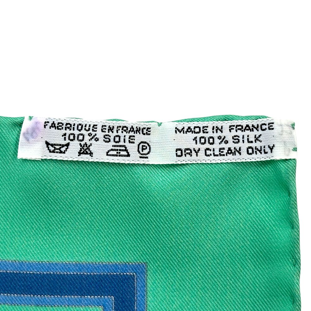 Hermes Scarf Carre 90 le Temps Des Marionnettes Marionette Time Silk Green — view 6