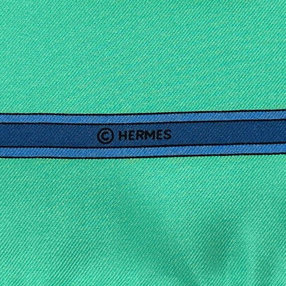 Hermes Scarf Carre 90 le Temps Des Marionnettes Marionette Time Silk Green — view 5