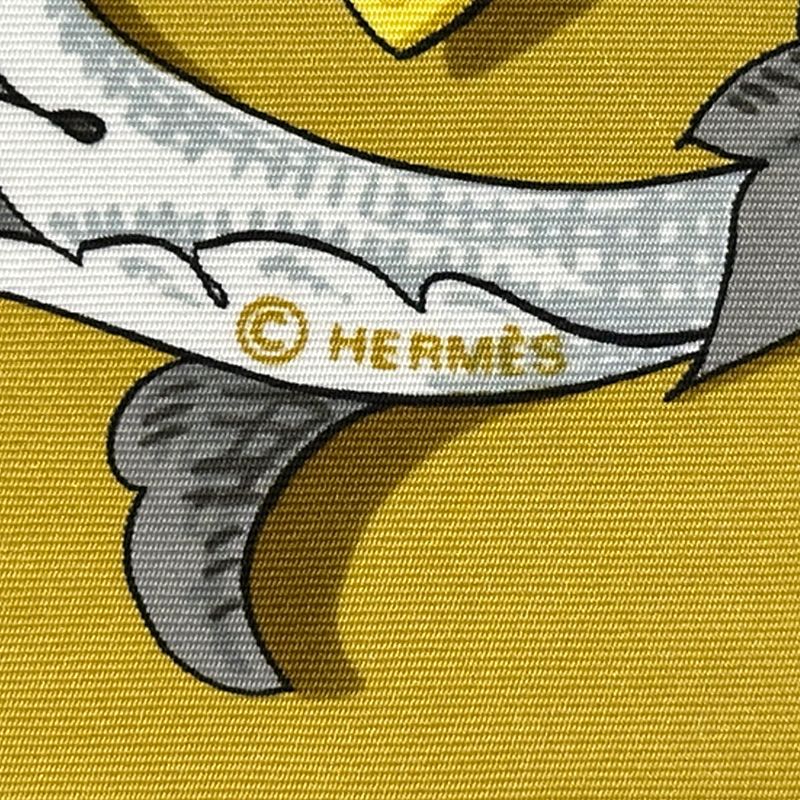 Hermes Scarf Carre 90 le Mors a la Conetable Silk Yellow Multicolor Horse — view 4