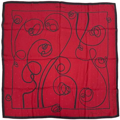 Louis Vuitton Scarf Silk Carre 90 Chemin Fuzan by Andre Putman Red Black