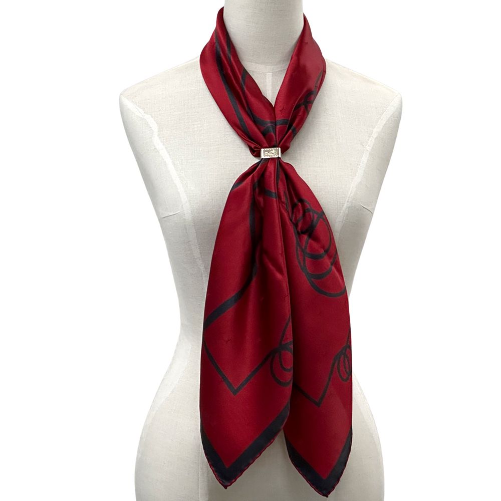 Louis Vuitton Scarf Silk Carre 90 Chemin Fuzan by Andre Putman Red Black — view 7
