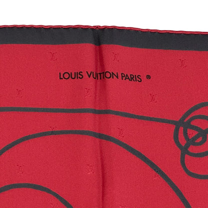 Louis Vuitton Scarf Silk Carre 90 Chemin Fuzan by Andre Putman Red Black — view 3