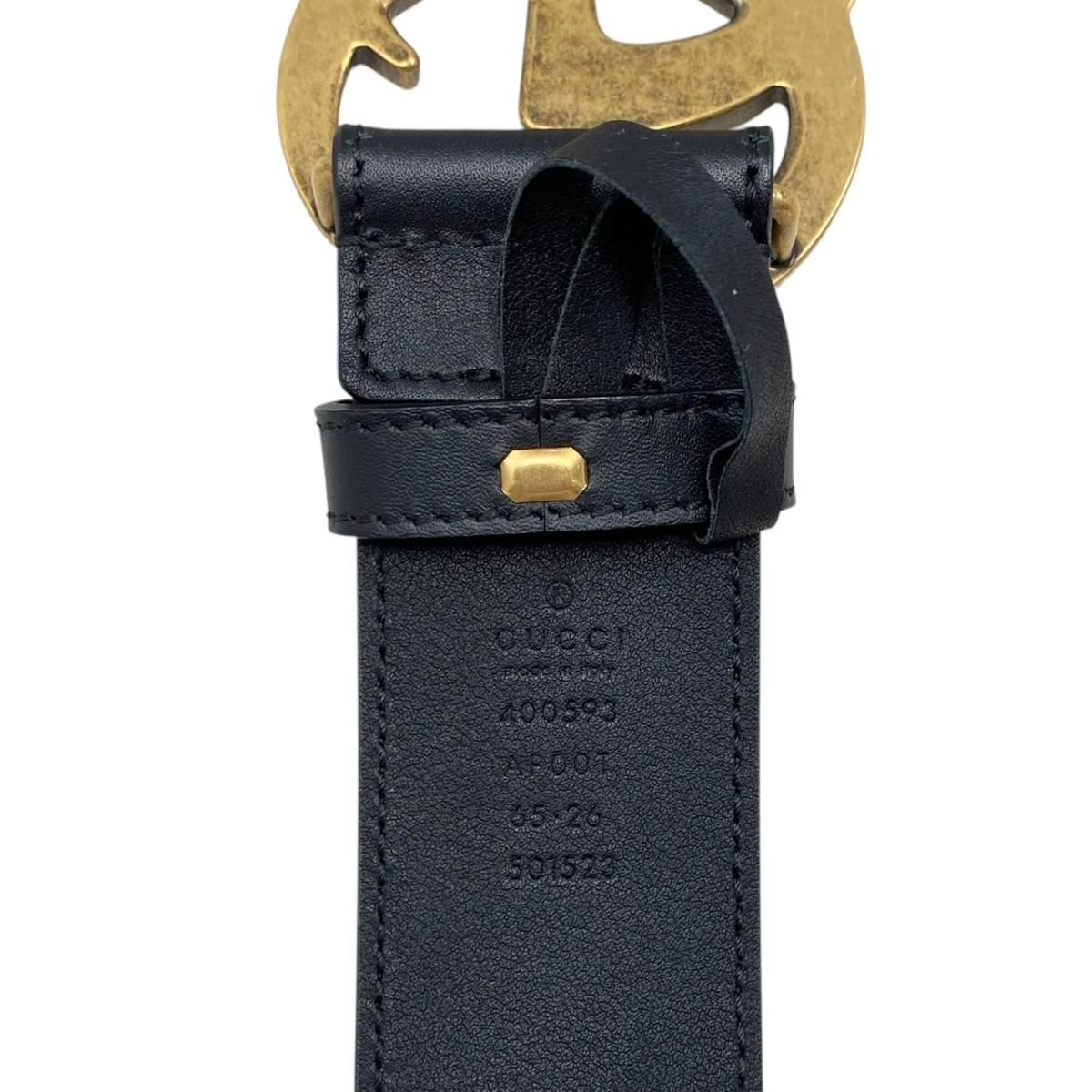 Gucci Belt GG Emblem Wide Leather Double Black Gold — view 9