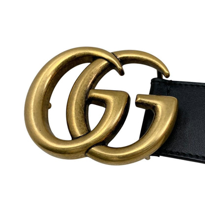 Gucci Belt GG Emblem Wide Leather Double Black Gold — view 5