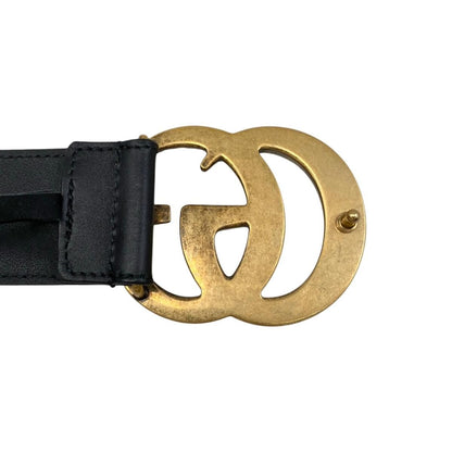 Gucci Belt GG Emblem Wide Leather Double Black Gold — view 4