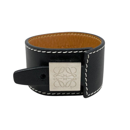 Loewe Bracelet Anagram Logo 110.10.024 Calfskin Black Brown Silver