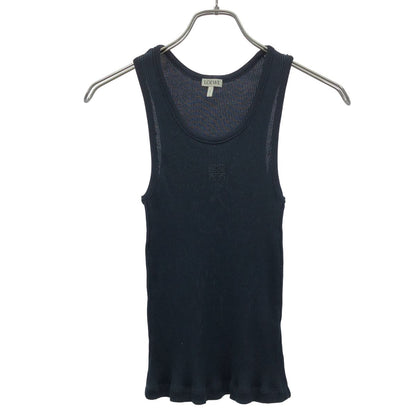 Loewe Anagram Silk Ribbed Tank Top Navy