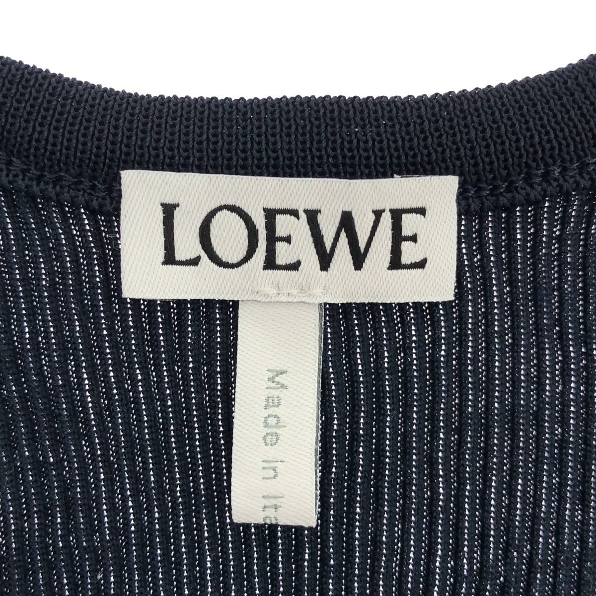 Loewe Anagram Silk Ribbed Tank Top Navy — view 3