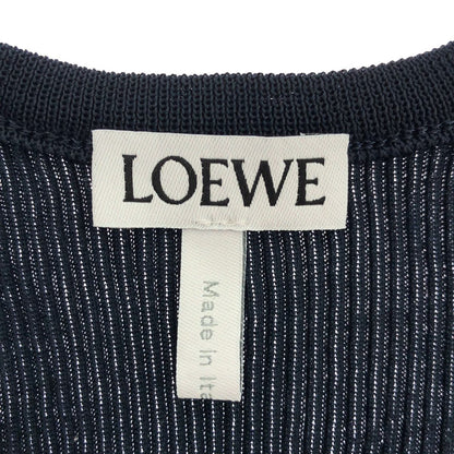Loewe Anagram Silk Ribbed Tank Top Navy — view 3