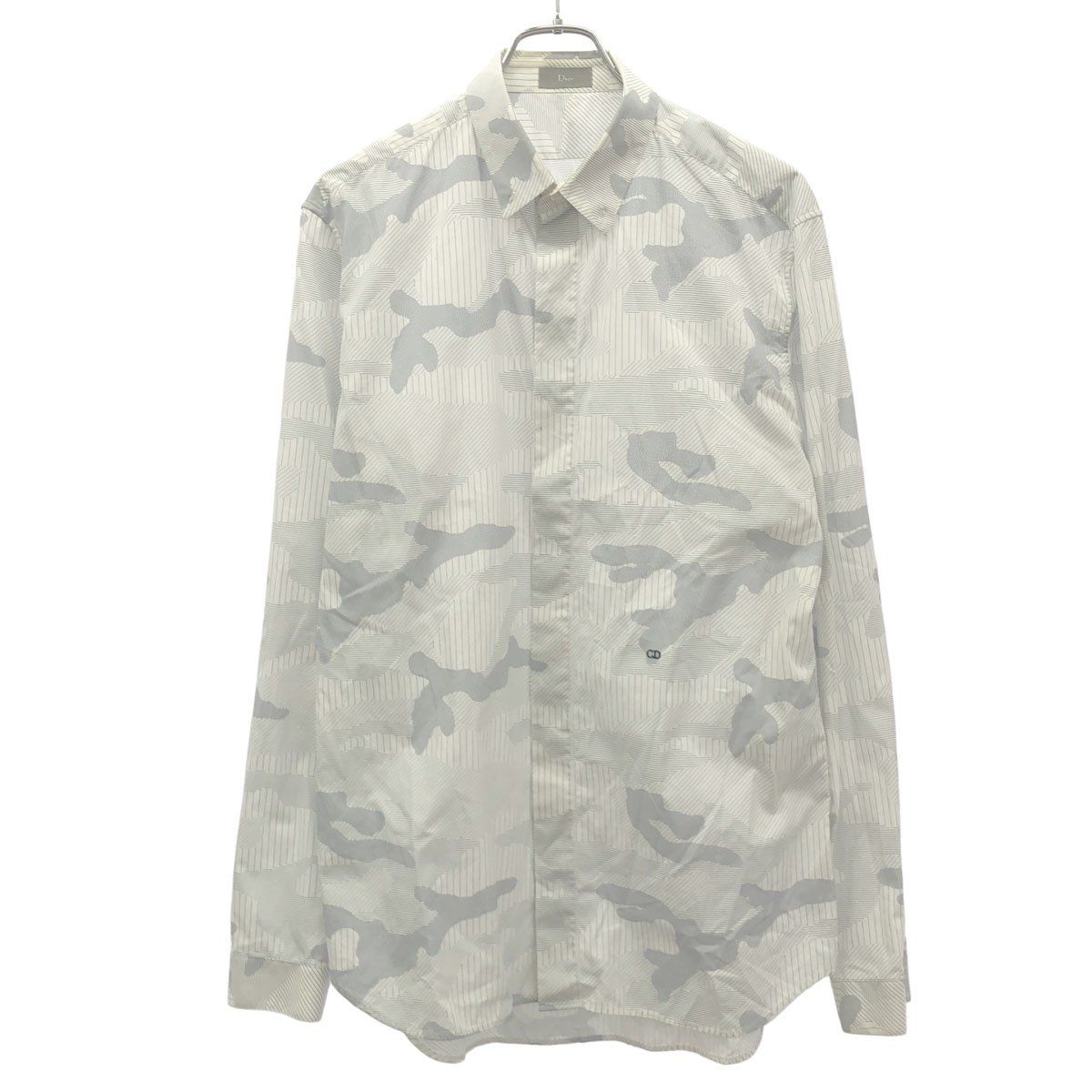 Dior Homme Fly Front Camouflage Shirt White Gray 41