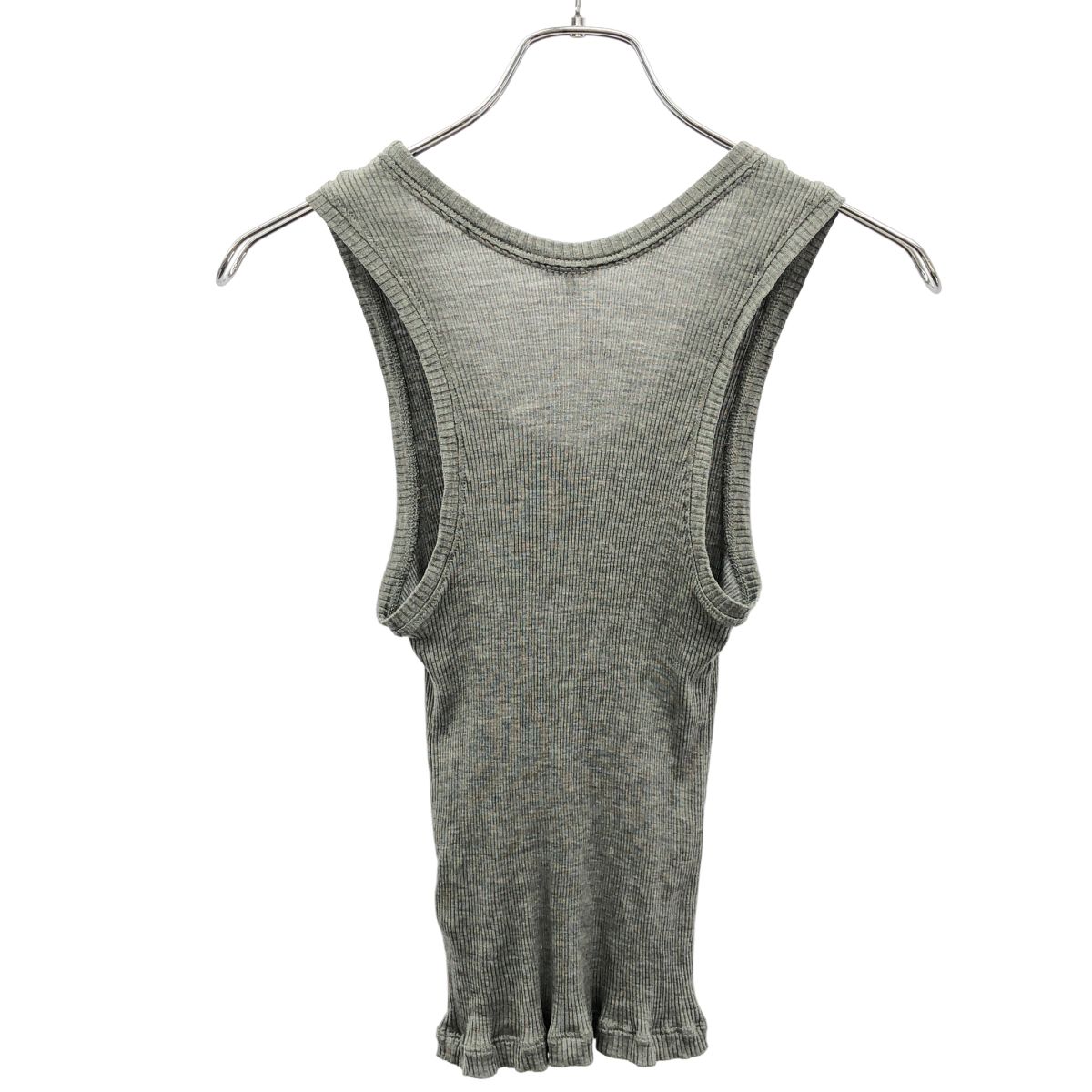 Loewe Anagram Silk Ribbed Tank Top Gray — view 2
