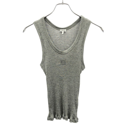 Loewe Anagram Silk Ribbed Tank Top Gray