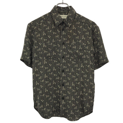 Saint Laurent Paris Short Sleeve Silk Shirt Black 36