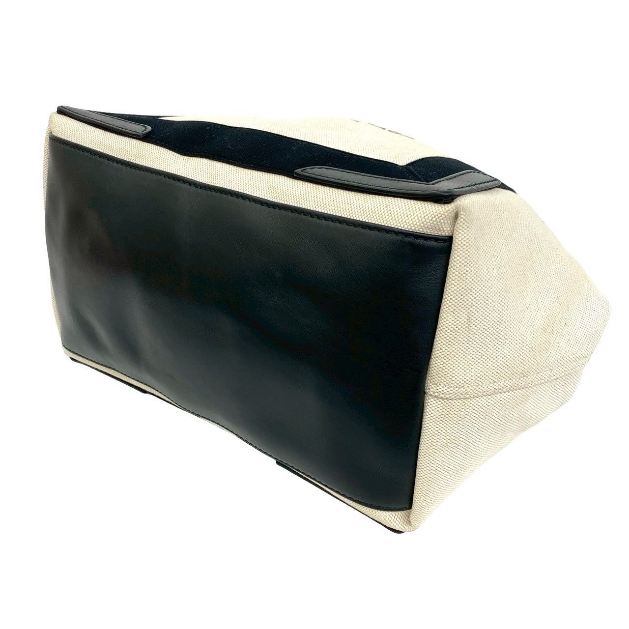 Balenciaga Navy Cabas Canvas Leather Tote Black Ivory — view 8