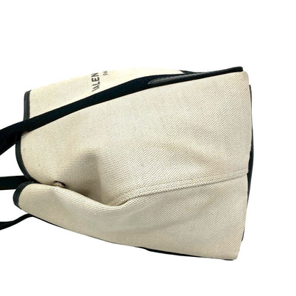 Balenciaga Navy Cabas Canvas Leather Tote Black Ivory — view 5