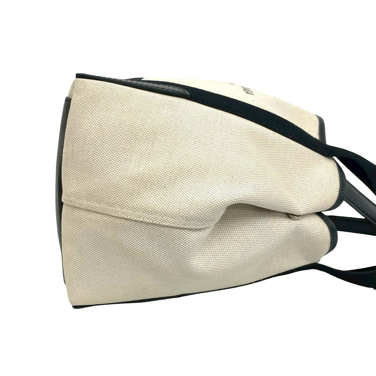 Balenciaga Navy Cabas Canvas Leather Tote Black Ivory — view 6