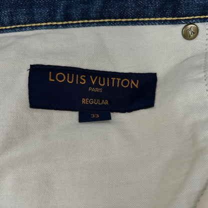 Louis Vuitton Indigo LV Logo Embroidery Monogram Lambskin Patch Zip Fly Denim — view 4