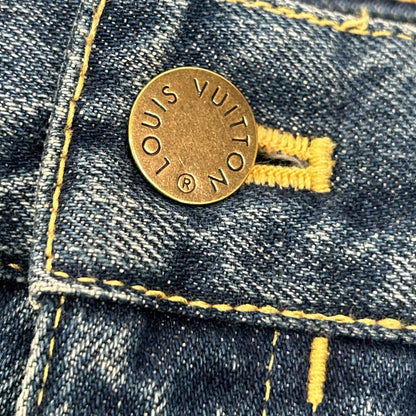 Louis Vuitton Indigo LV Logo Embroidery Monogram Lambskin Patch Zip Fly Denim — view 8