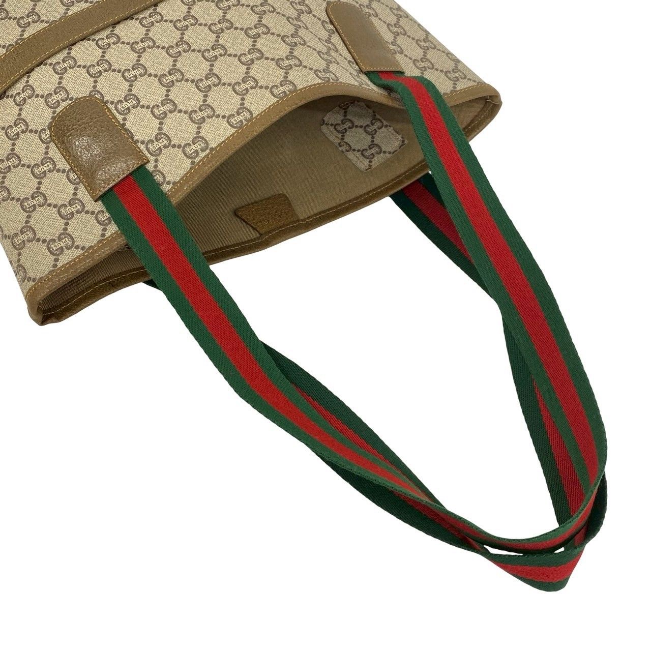Gucci Vintage Sherry Line Plus Logo GG Pattern Leather Tote Brown — view 4