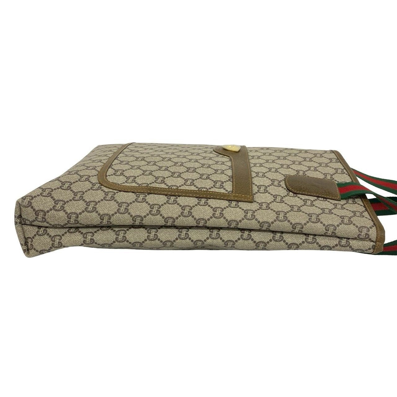 Gucci Vintage Sherry Line Plus Logo GG Pattern Leather Tote Brown — view 6