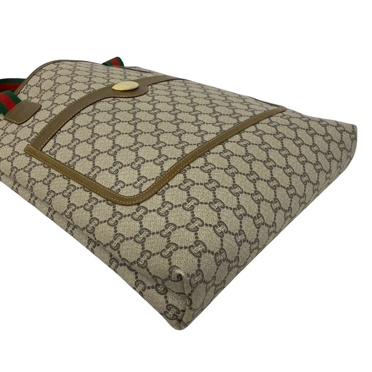 Gucci Vintage Sherry Line Plus Logo GG Pattern Leather Tote Brown — view 7