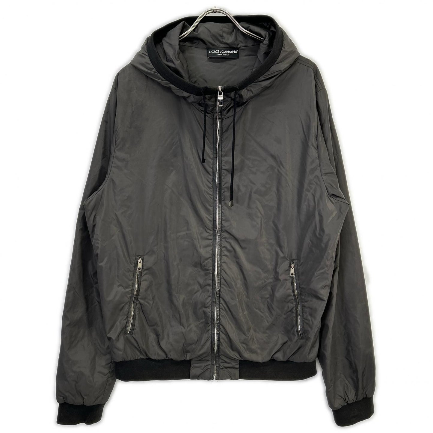 Dolce & Gabbana Khaki Zip Up Nylon Hoodie 52