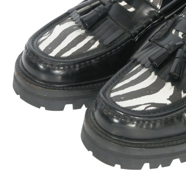 Celine Zebra Pattern Tassel Loafers Leather Shoes 42 Black — view 4