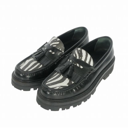 Celine Zebra Pattern Tassel Loafers Leather Shoes 42 Black