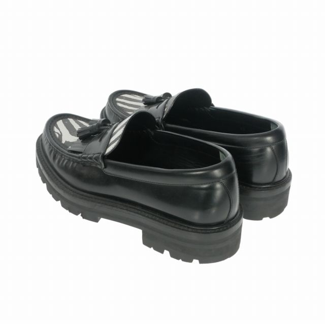 Celine Zebra Pattern Tassel Loafers Leather Shoes 42 Black — view 2