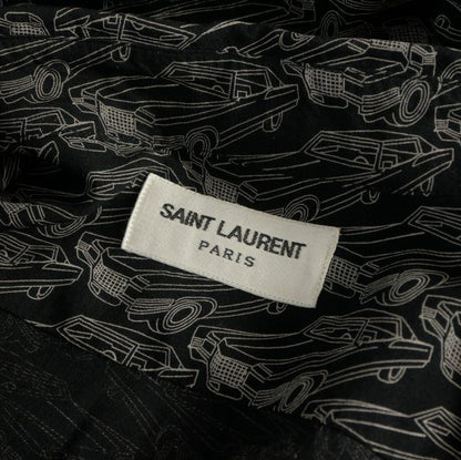 Saint Laurent Paris Allover Pattern Long Sleeve Shirt Rayon 40 Black — view 7