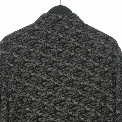 Saint Laurent Paris Allover Pattern Long Sleeve Shirt Rayon 40 Black — view 5