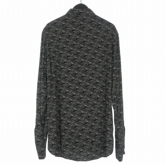 Saint Laurent Paris Allover Pattern Long Sleeve Shirt Rayon 40 Black — view 2
