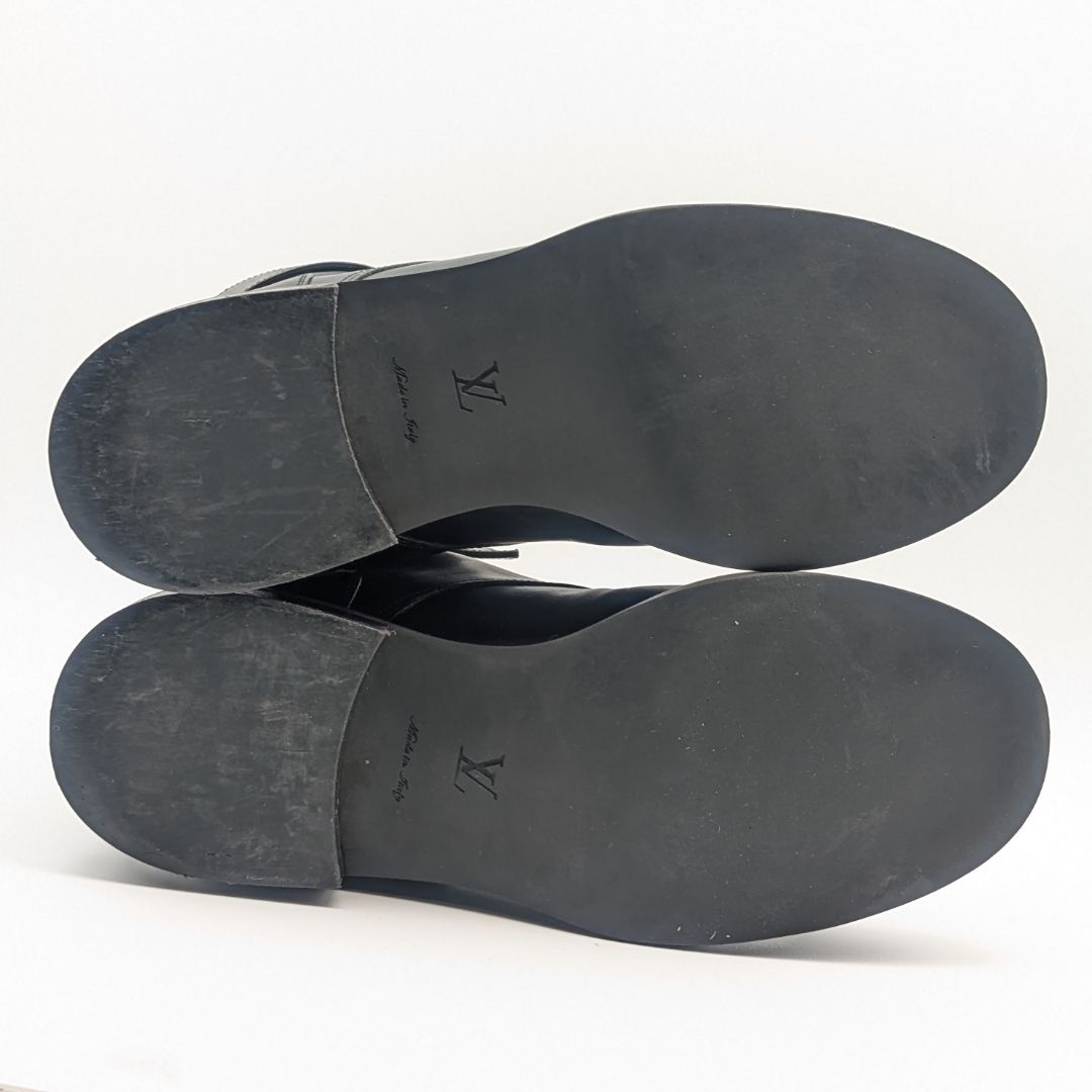 Louis Vuitton Wonderland Line Leather Flat Ranger Boots Black Twist Shoes — view 6