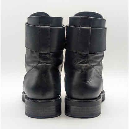 Louis Vuitton Wonderland Line Leather Flat Ranger Boots Black Twist Shoes — view 5