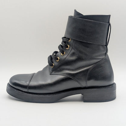 Louis Vuitton Wonderland Line Leather Flat Ranger Boots Black Twist Shoes — view 2