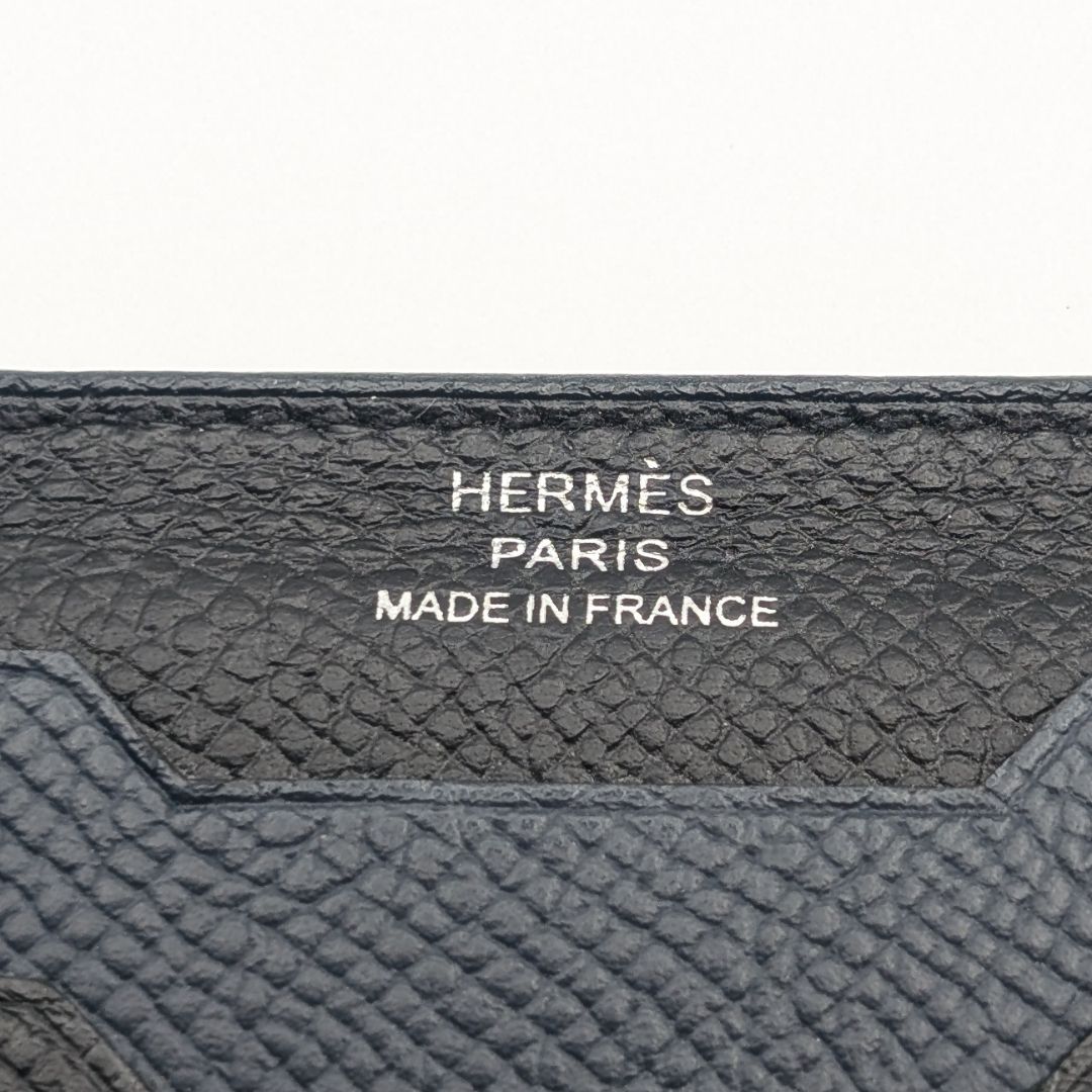 Hermes City Veau Epsom Black Navy Card Case Business Holder — view 5