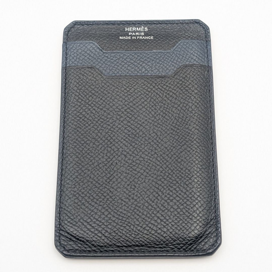 Hermes City Veau Epsom Black Navy Card Case Business Holder — view 2
