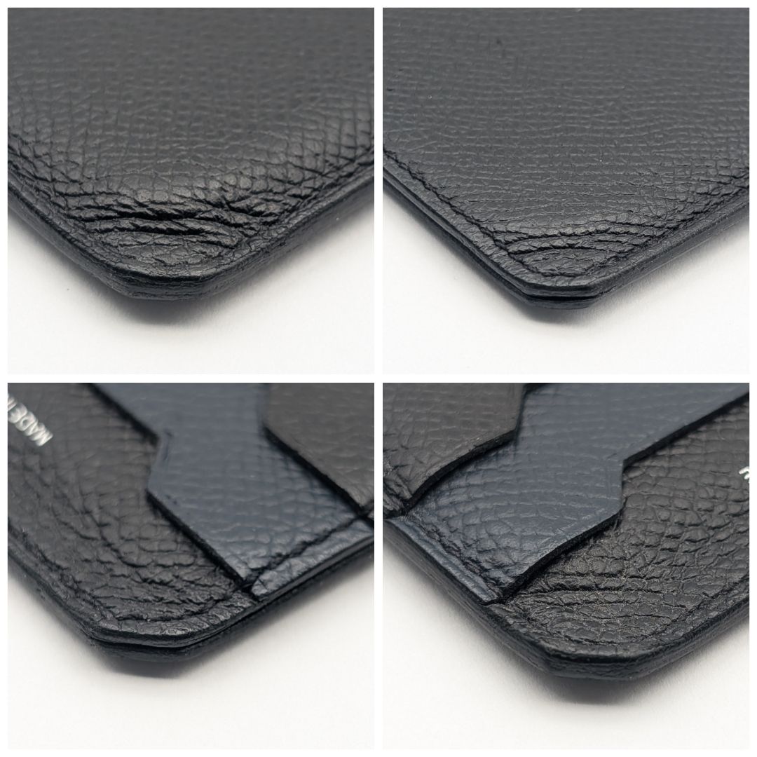Hermes City Veau Epsom Black Navy Card Case Business Holder — view 4
