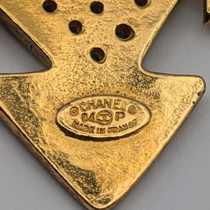 Chanel Brooch CC Logo Gold Cross Vintage — view 7