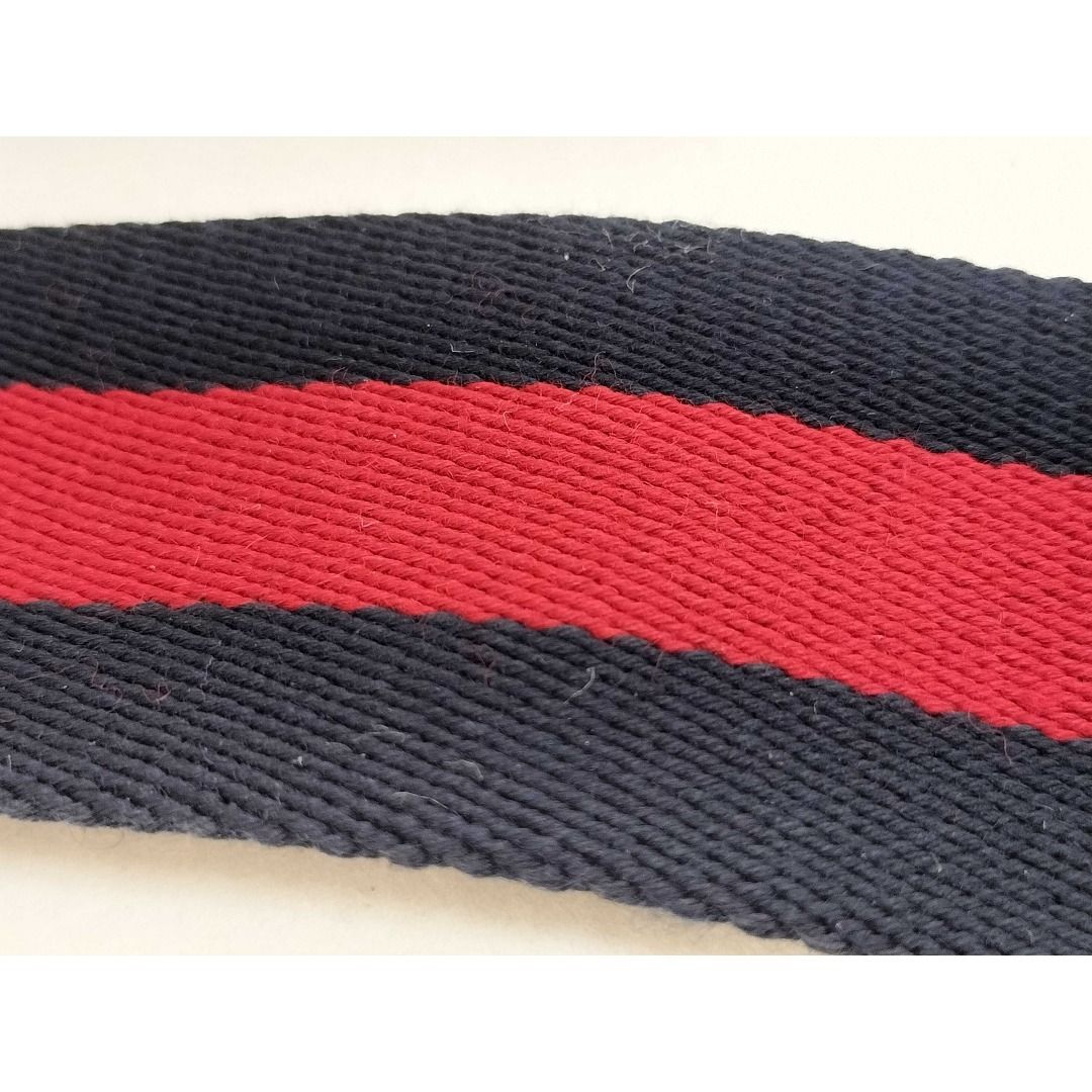 Gucci Shoulder Strap Sherry Line Navy Red Leather Cotton Gold — view 6