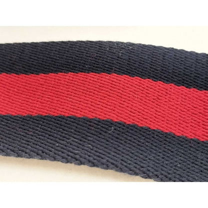 Gucci Shoulder Strap Sherry Line Navy Red Leather Cotton Gold — view 6