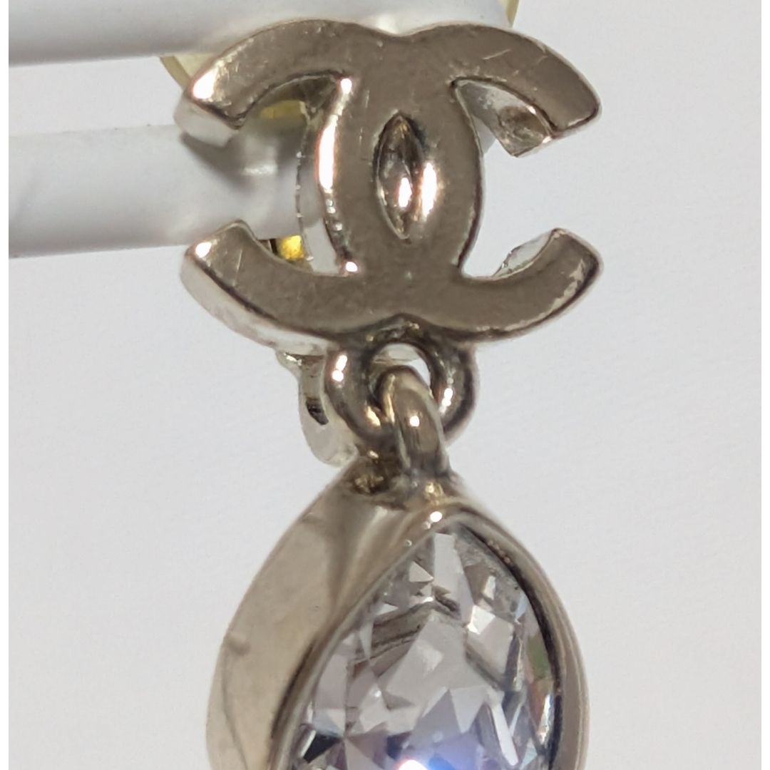 Chanel Earrings CC Logo Rhinestone Drop Swing Gold Recent — view 2
