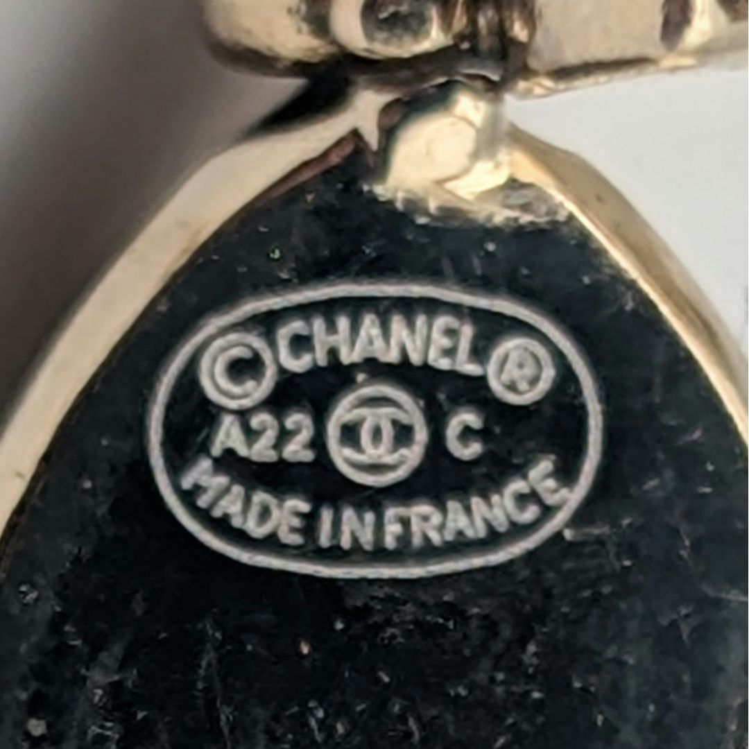 Chanel Earrings CC Logo Rhinestone Drop Swing Gold Recent — view 5
