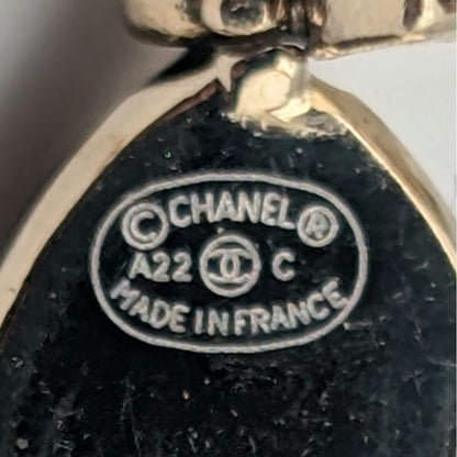 Chanel Earrings CC Logo Rhinestone Drop Swing Gold Recent — view 5