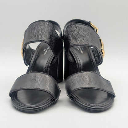 Louis Vuitton Horizon Line Black Leather Sandals — view 4