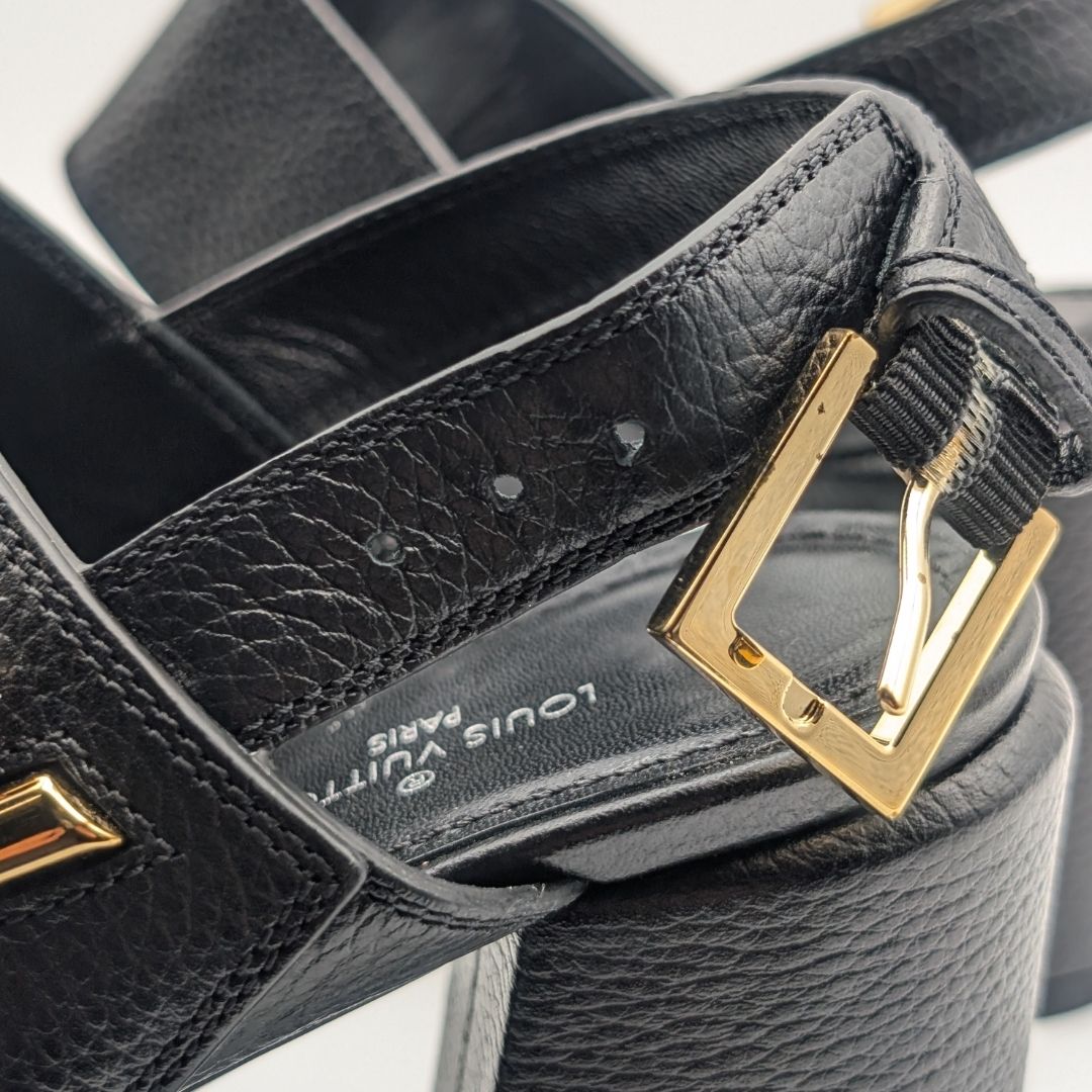 Louis Vuitton Horizon Line Black Leather Sandals — view 7