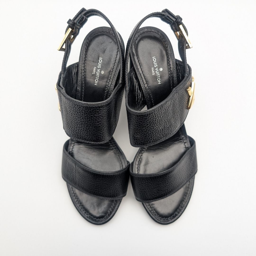 Louis Vuitton Horizon Line Black Leather Sandals — view 6