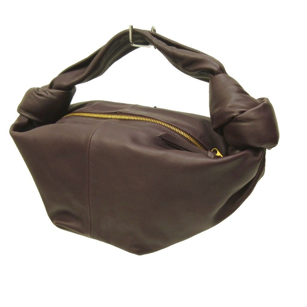 Bottega Veneta Double Knot Mini Handbag Top Handle Lambskin Gray