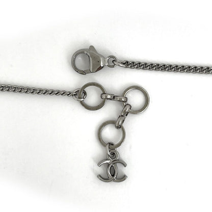 Chanel CC Logo Rhinestone Necklace Star Shooting Silver Plated Black — view 3
